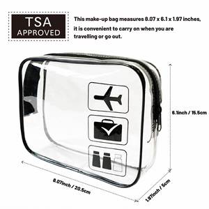 Sac de voyage transparent en polyester approuvé TSA avec fermeture éclair, format quart, conforme aux normes de transport aérien, idéal pour les voyages et les cadeaux - Product Image 2
