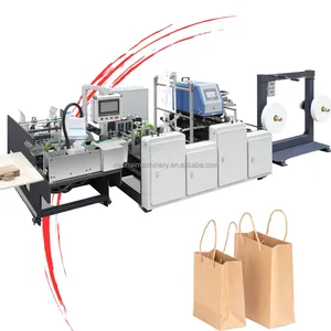Nueva máquina basculante automática completa, máquina para fabricar bolsas de papel con mango de cuerda trenzada, precio en China