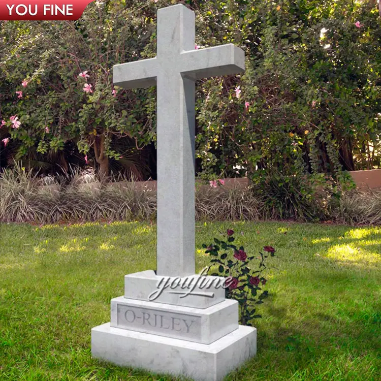 Nghĩa Trang Tưởng Niệm Đá Hoa Cương Tượng Đài Đá Cẩm Thạch Chéo Headstone Điêu Khắc