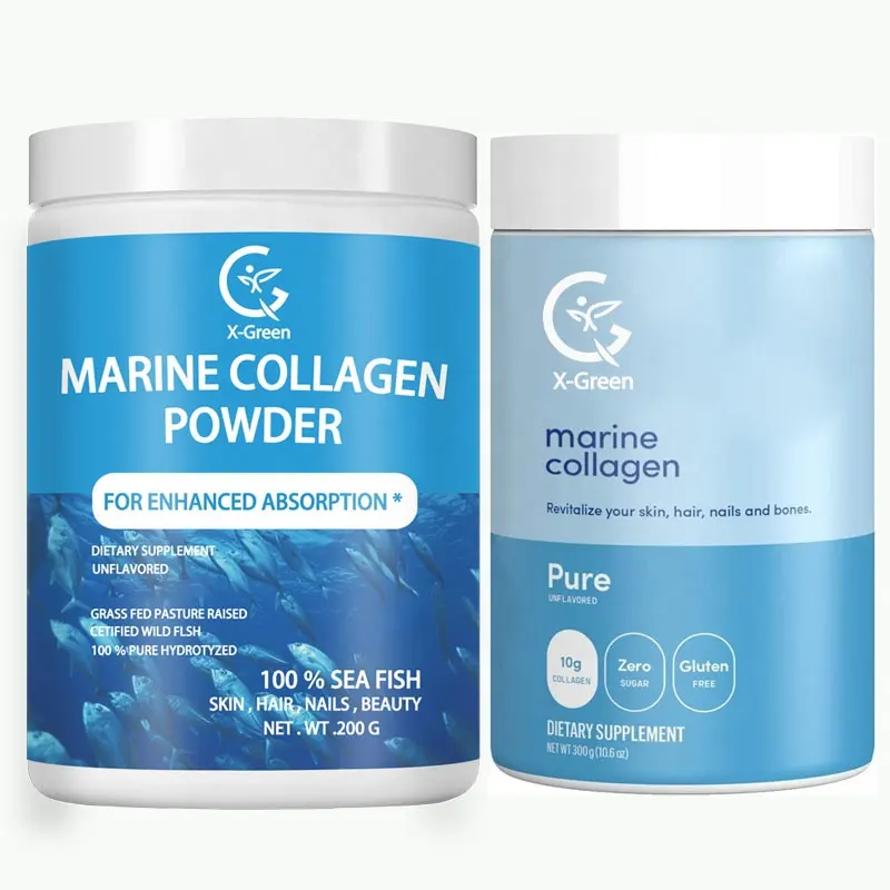 OEM polvere di collagene marino selvatico pescato con collagene idrolizzato Multi-collagene peptidi aminoacidi per capelli unghie