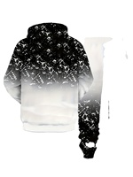 Setelan Hoodie dan Celana Olahraga Kasual Pria Ukuran Besar 100% Poliester Bernapas dengan Cetakan Digital 3D Gradasi, Cocok untuk Hadiah