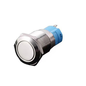 12mm điện tử tự khóa tự đặt lại công tắc nguồn máy tính đầu cao Đầu phẳng nút nhấn kim loại kết hợp 1NO - Product Image 1