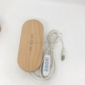 Veilleuse 3D Décoration Intérieure Design Nordique, Lampe de Table/Bureau avec Base USB Ronde Ovale et Base LED en Bois pour Plaque Acrylique - Product Image 5