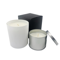 Boîte personnalisée OEM en bois noir mat et blanc, bougie de luxe en cire de soja parfumée avec mèche en coton, pot en verre avec couvercle métallique, cadeaux de mariage