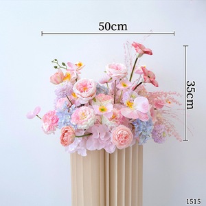 Ensemble de fleurs artificielles roses et violettes pour mariage, décoration murale, rangée de fleurs en soie pour table, toile de fond florale - Product Image 5
