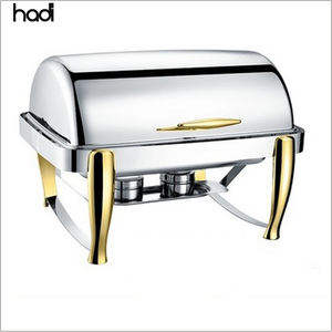 Hadi ที่อุ่นอาหารไฟฟ้าจานอุ่นสแตนเลสพร้อมฝาแก้วสีทองสำหรับร้านอาหาร - Product Image 4