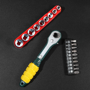 Jeu de clés à cliquet réversibles jaune-vert de 6,35 mm avec embouts et douilles de 1/4 po pour visseuses à chocs - Product Image 4