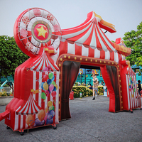 Arco Inflable de Circo para Entrada, Decoración Gigante para Eventos Navideños, Temática de Dibujos Animados, con Bomba de Aire Eléctrica Resistente