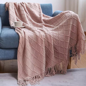 Luxe Jacquard <span class=keywords><strong>pull</strong></span> tricot doux canapé acrylique jeter <span class=keywords><strong>couverture</strong></span> grosse avec glands-décor à la maison parfait cadeau de fête des mères - Product Image 2
