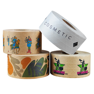 Biểu Tượng Tùy Chỉnh In Ủ Nước Kích Hoạt Gummed Kraft Giấy Đóng Gói Băng Cinta Kraft Giấy Băng Cho Thùng Carton Niêm Phong - Product Image 1