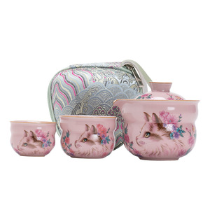 Juego de Té de Cerámica Retro, 1 Tetera y 2 Tazas, Portátil para Viajes y Uso Doméstico - Product Image 5