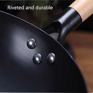Padella con fondo antiruggine Wok antiruggine di seconda generazione in nitruro di ferro Non patinata per la cucina domestica - Product Image 3