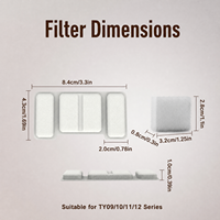 Set Filter Pengganti Seri TY 8+4 Baja Anti Karat Karbon Aktif Bebas BPA untuk Tempat Minum Hewan Peliharaan Grosir OEM
