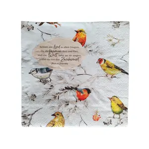 Good Quality 33x33cm Party Dinner Printed Birds Paper Napkins Colorful Designs Custom Napkins