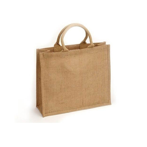 Bolsa de yute ecológica para compras con asas reforzadas, textura tejida natural, reutilizable para compras y para llevar productos del mercado de agricultores. - Product Image 1