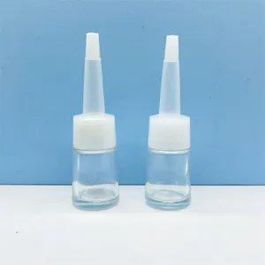 Botella de vidrio transparente con gotero de PVC, botella de aceite con tapa de plástico, 10ml