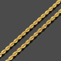 Gros Collier Chaîne Corde Hip-Hop 3 mm Argent Or pour Femme Homme, Chaîne Remplie de Corps et de Taille en Acier Inoxydable, Chaîne Torsadée