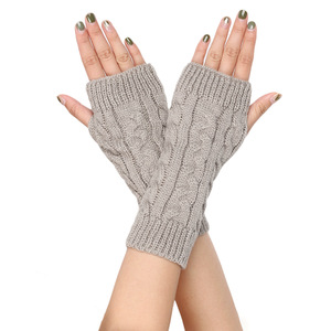 I-0211 Hot Winter <b>Gloves</b> Warm Yarn Half Finger Short Wrist Finger Arm Cover Winter Warm Acrylic Sleeve Warm <b>Woolen</b> <b>Gloves</b> - Product Image 3