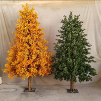Pohon Cypress dan Pohon Sequoia NINI untuk Taman, Ornamen Lanskap Daun Maple LED Tahan Air untuk Luar Ruangan dengan Daun Berwarna Hangat