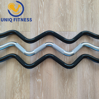 Barre d'haltères UNIQ Ez Curl tige incurvée barre de poids chromée en acier filetée standard EZ Tricep Curl Barbell pour l'haltérophilie