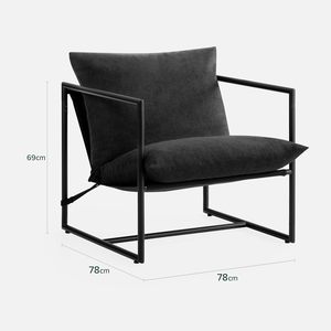 Silla decorativa de estilo moderno Sillón con marco de <span class=keywords><strong>metal</strong></span> Amortiguación de espuma triturada gris oscuro para comedor Bar Ocio - Product Image 4