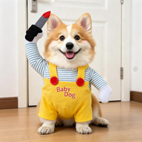 ZHENYI Costume amusant pour animaux de compagnie, gilet rembourré en polyester, imprimé dessin animé, vêtements pour chiens et chats, déguisement d'Halloween, tenue de festival, vêtements pour chiens