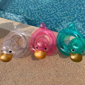 Anillo de natación inflable de pato Rosa colorido para niños con logotipo personalizado Anillo de flotador de tubo de PVC para asiento de natación de piscina para niños - Product Image 5