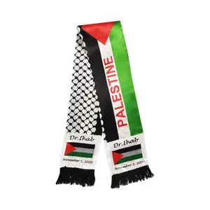 Syal bendera Palestina poliester rajut kualitas tinggi kustom