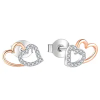 Custom 925 Sterling Silver Zircon Designers Stud Earrings Romantic Heart Rhodium Plated Rose Gold Statement Brand Earrings Women