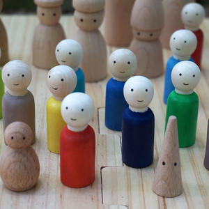 Jouets éducatifs Montessori personnalisés jouer à la cheville en bois poupées pour enfants bricolage bois décoration de gâteau rond plaine chevilles vierges pour jouets - Product Image 2