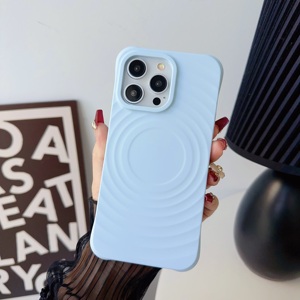 Étui de téléphone portable magnétique 3D créatif ondulé, respectueux de la peau, pour <span class=keywords><strong>iPhone</strong></span> 15 14 13 Pro Max, en silicone, résistant aux chutes aux quatre coins - Product Image 2
