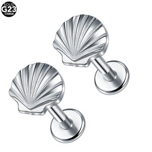 Titane Mini coquille boucles d'oreilles pour femmes adolescentes coquillage Cartilage boucle d'oreille Fine mignon été plage anniversaire bijoux cadeaux - Product Image 1