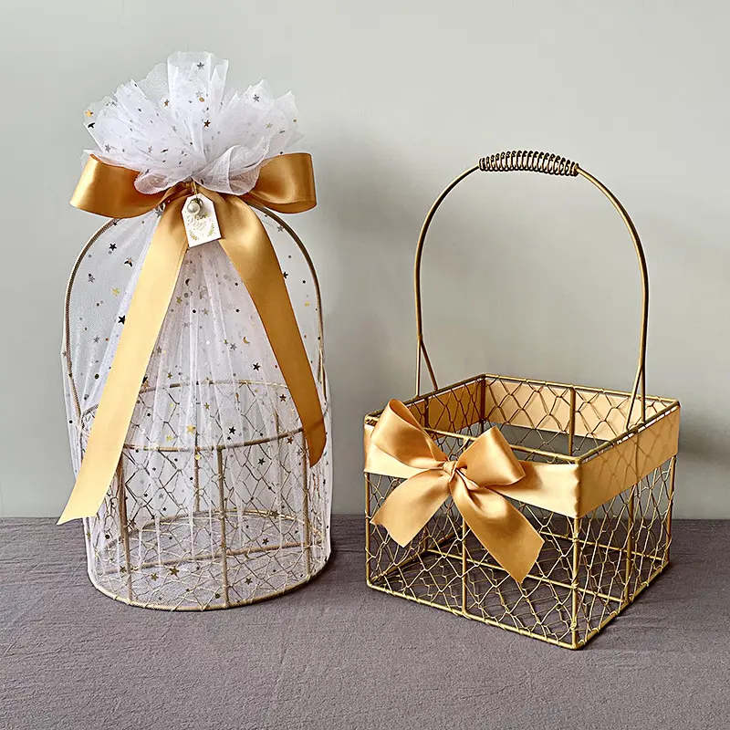 Cadeau de fête des mères panier de transport mariage anniversaire métal artisanat boîte décorative bébé douche cadeau panier pour mariage pour cadeau