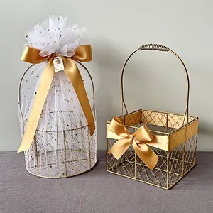 Mother's Day gift carrying basket wedding birthday metal craft decorative box baby shower gift basket for wedding for gift