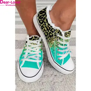 Dear-Lover New Fashion Multicolor Leopard Canvas Sneakers Flat Slip-On Lace-Up Shoes For Women New Styles