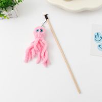 Jouet interactif pour chat en peluche en forme de pieuvre, avec manche en bois, adorable et tendance