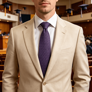 Nouvelle Arrivée 7CM – Cravate de Luxe Vietnamienne Élégante Rayée en Polyester Bleu Marine et Violet pour Mariages, Cérémonies et Affaires - Product Image 3