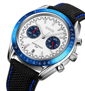 <span class=keywords><strong>Montre</strong></span> à quartz SKMEI 9292 avec bracelet en cuir, double fuseau horaire et chronomètre - Product Image 2