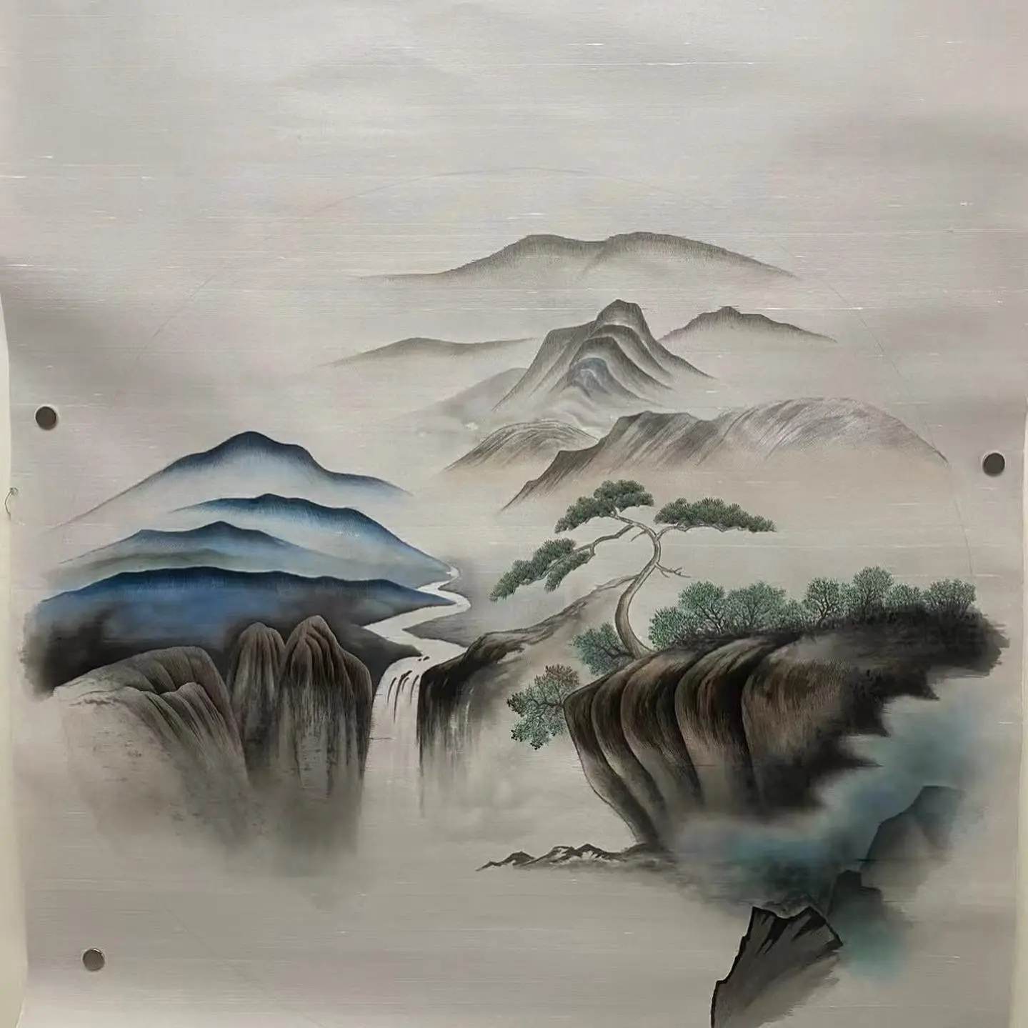 Zhenling WALLPAPER MOUNTAINS handpainted hills wall paper on silk