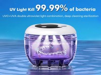 Pembersih Gigi Tiruan Portabel Isi Ulang 25W 45kHz UV+Ultrasonik Kontrol Sentuh Timer Digital 200ml ABS+Baja Tahan Karat Rumah Tangga