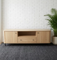Meuble TV en bois sur mesure haut de gamme, style moderne minimaliste, console de salon