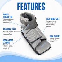 Chaussure post-opératoire montante à bout carré, orthopédique, bleue, en maille respirante, à semelle rigide compensée, pour correction des hallux valgus et fixation des blessures aux orteils