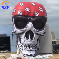 Décoration d'Halloween effrayante personnalisée, crâne géant de pirate gonflable éclairé avec ventilateur intégré, turban de 4 à 12 pieds