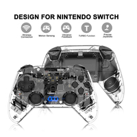 Contrôleur de manette de jeu sans fil, noir clair, Transparent, feu rapide, 6 axes, double Vibration, capteur de mouvement