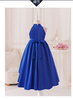Robe de princesse à sequins pour filles, col halter, coupe asymétrique, manches courtes, en polyester