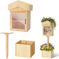 Boîte de rangement rectangulaire en bois pour bibliothèque miniature, étanche, pour extérieur, avec piquets de sol, petite clôture pour fleurs, DIY, Chine