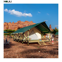 Tente de glamping safari à toit vert personnalisée, grand espace, en PVC, pour séjour à la ferme en forêt et retraite en pleine nature