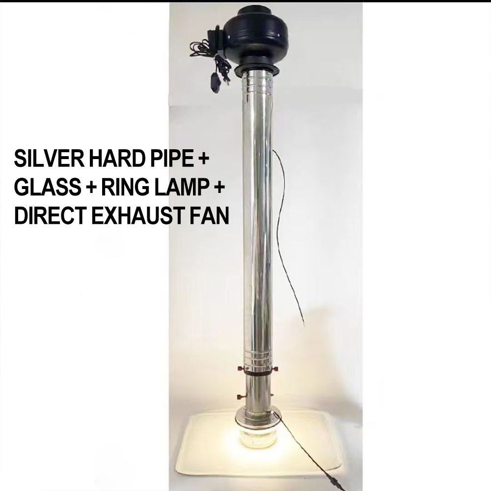 Silver+Glass Hood+Ring Lamp+Inline Fan