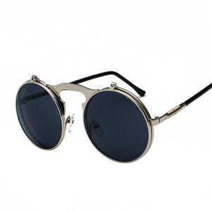Trendy Retro Metal Round Steampunk Flip-Up Gafas de sol con <span class=keywords><strong>lentes</strong></span> de espejo <span class=keywords><strong>para</strong></span> hombres y mujeres - Product Image 1