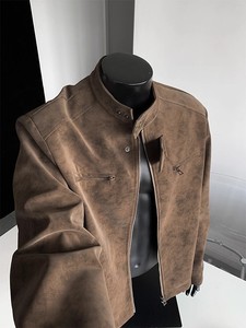 <span class=keywords><strong>Giacca</strong></span> in Pelle PU Tie-Dye Americana da <span class=keywords><strong>Uomo</strong></span> con Colletto Rialzato, <span class=keywords><strong>Giacca</strong></span> Cool <span class=keywords><strong>e</strong></span> Alla Moda - Product Image 1